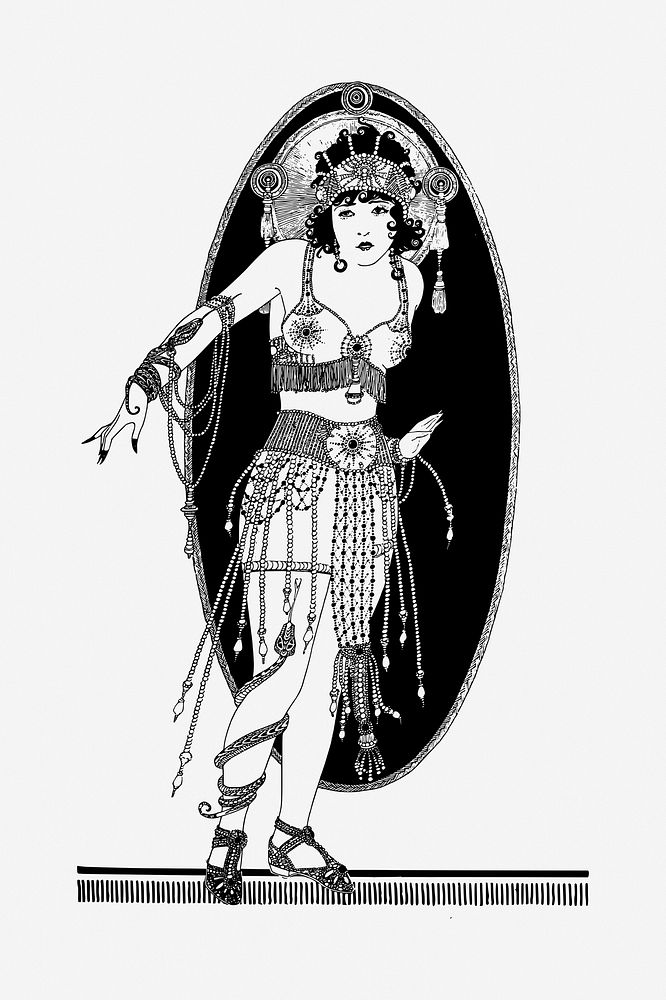 Female dancer illustration. Free public domain CC0 image.