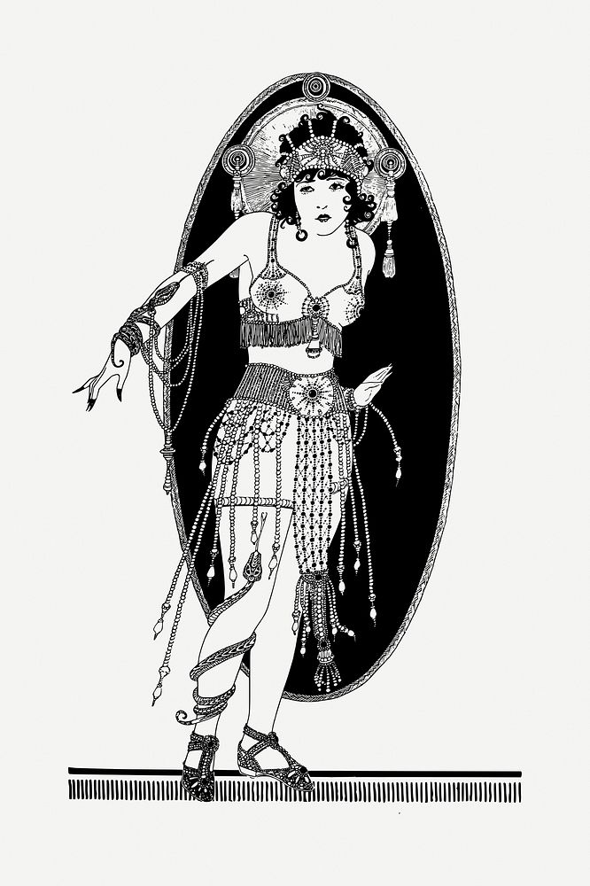 Female dancer illustration psd. Free public domain CC0 image.