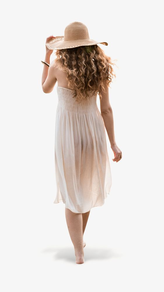 Woman in summer dress isolated design