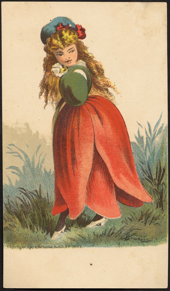             Girl dressed in a flower as a dress.          