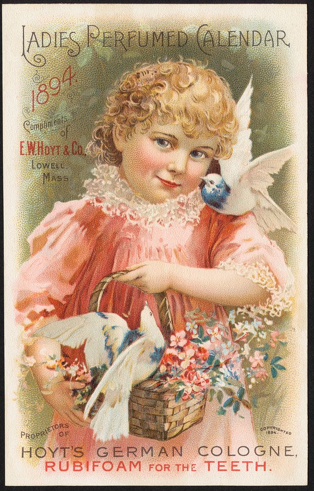             Ladies Perfumed Calendar 1894          