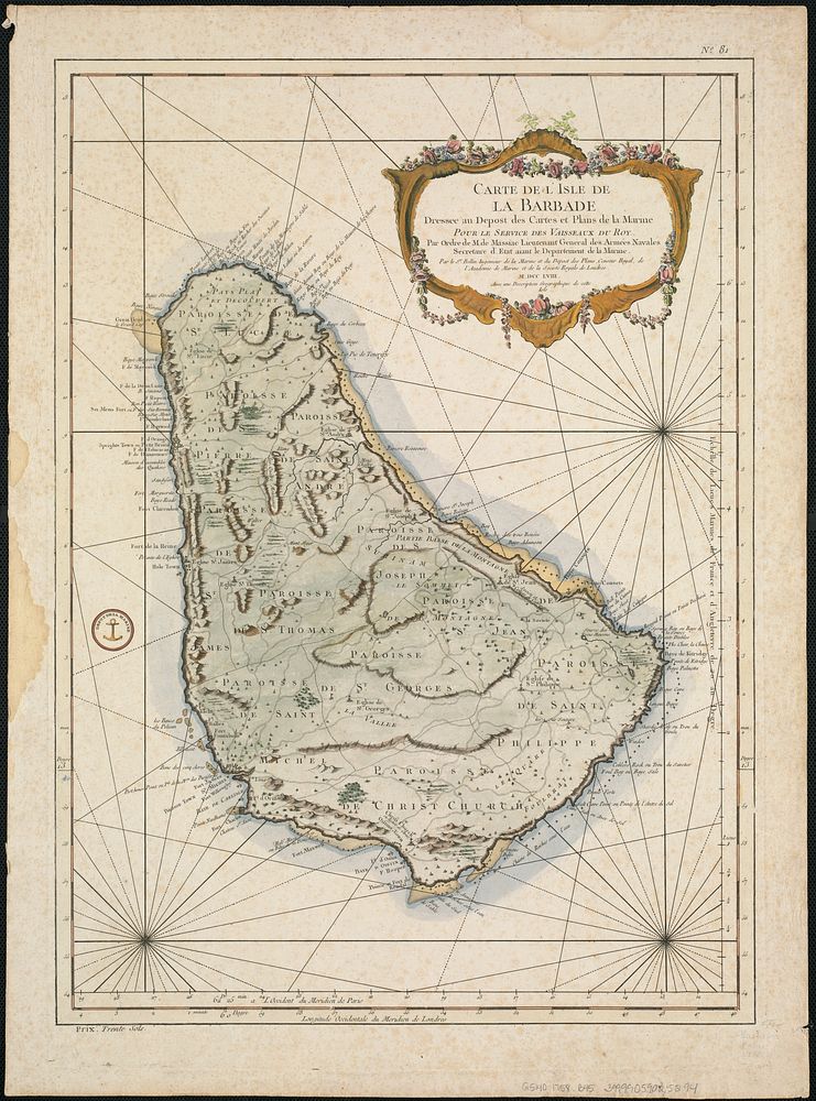             Carte de l'Isle de La Barbade : avec une description geographique de cette isle          