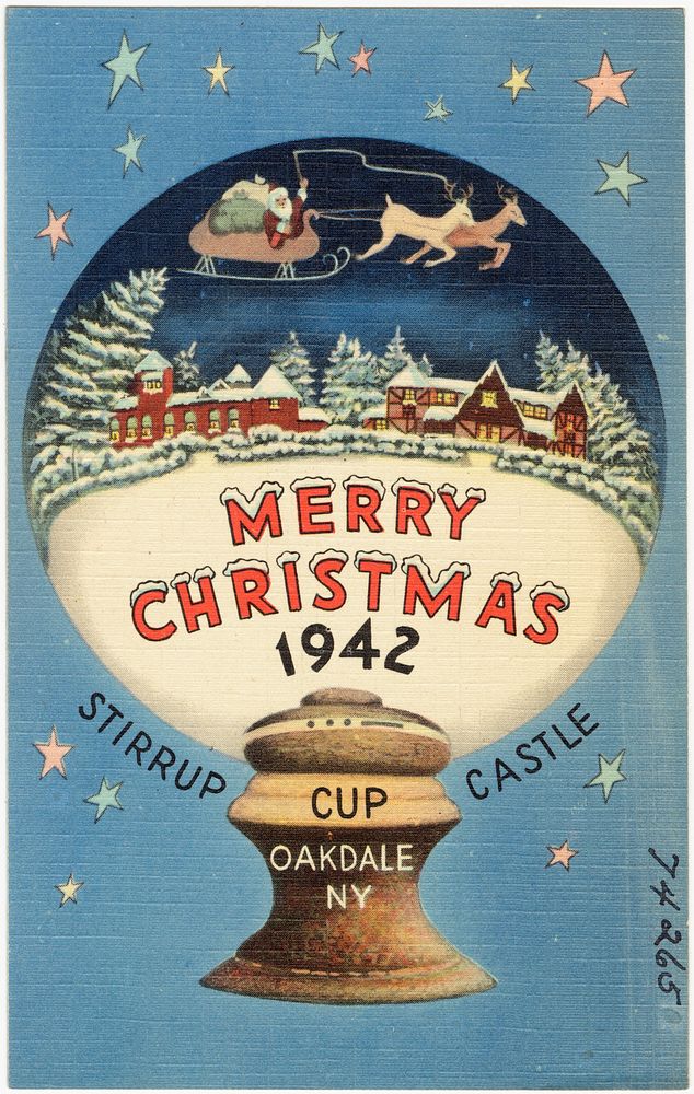             Merry Xmas, 1942. Stirrup Cup Castle. Oakdale, N. Y.          