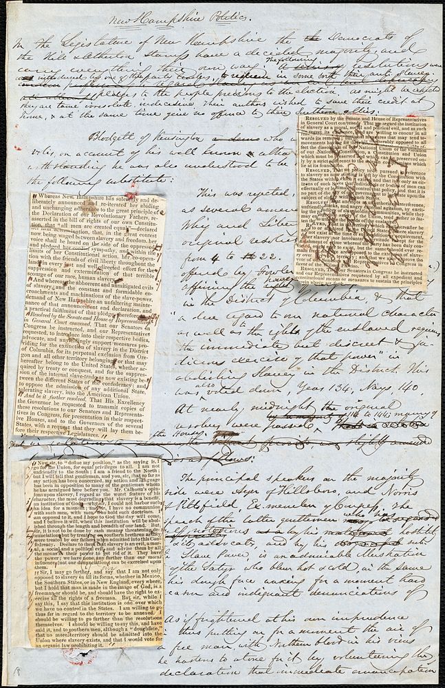            John Greenleaf Whittier, Amesbury, MA., manuscript article, 2 July 1847?: "New Hampshire Politics."          