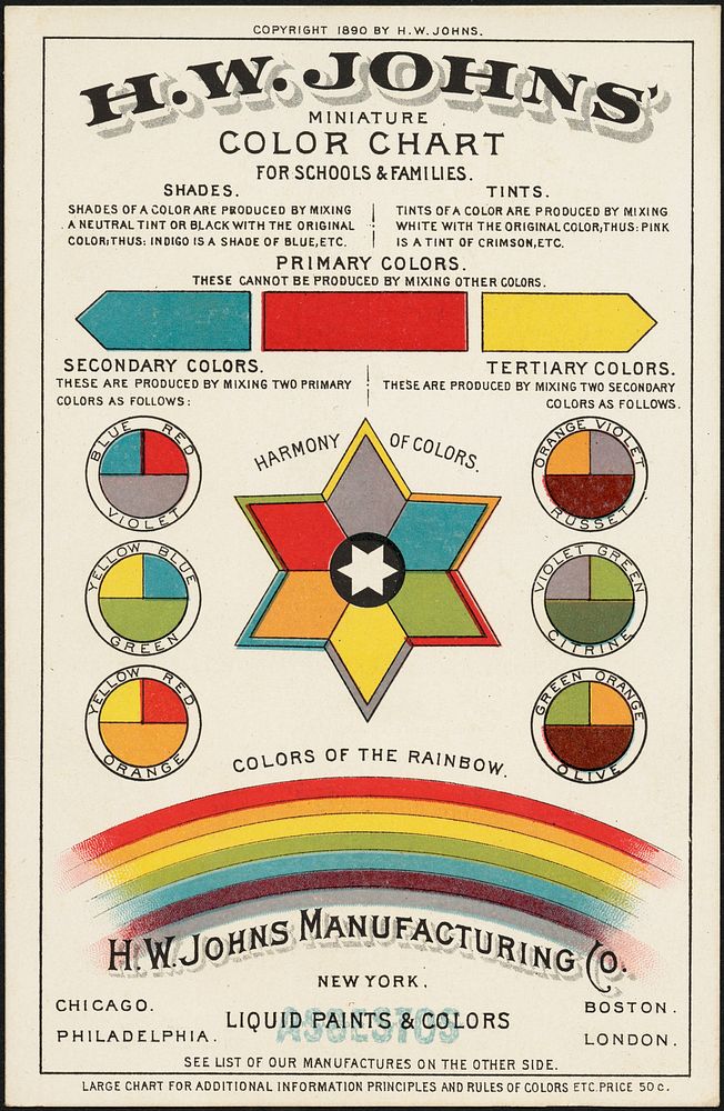             H. W. Johns' miniature color chart for schools & families          