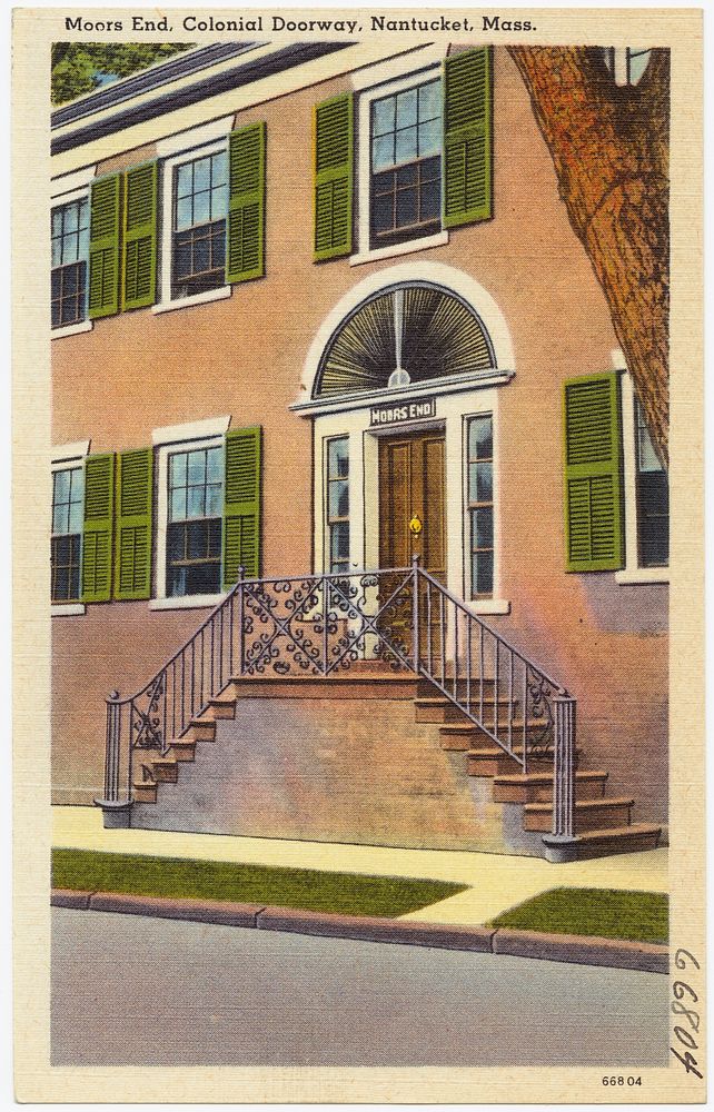             Moors End, Colonial doorway, Nantucket, Mass.          