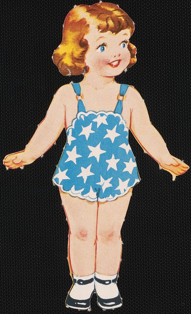             Betty paper doll with head turned to the right          