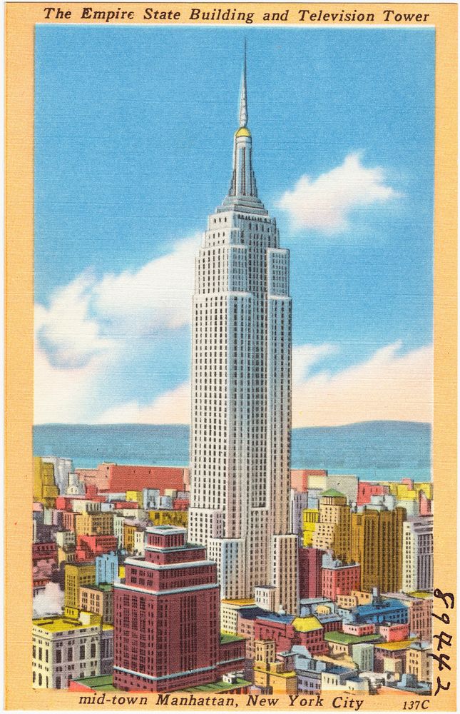             The Empire State Building and television tower, mid-town Manhattan, New York City          