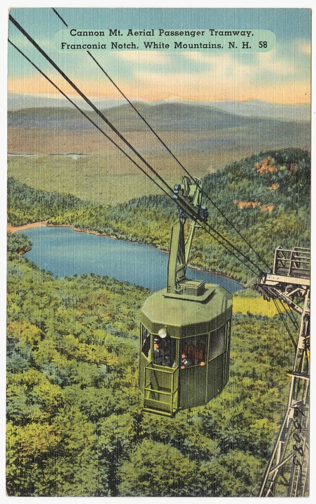             Cannon Mt. Aerial Passenger Tramway, Franconia Notch, White Mountains, N.H.          
