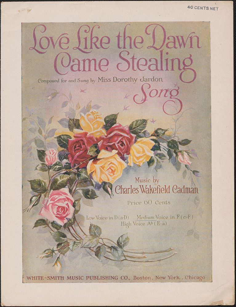             Love like the dawn came stealing : Composed for and sung by Miss Dorothy Jardon ; Medium voice in F (c-F)       …