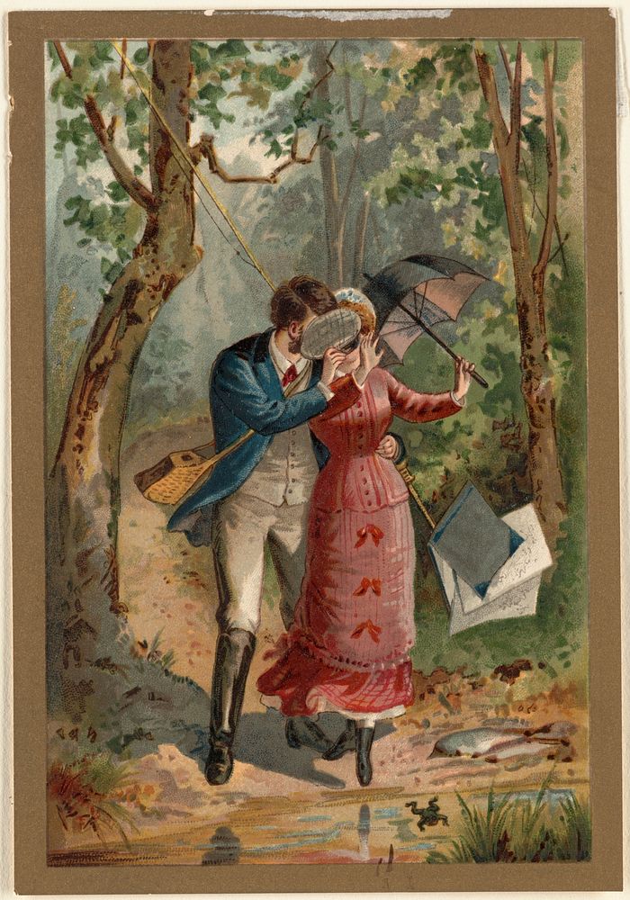             Young couple in the woods          