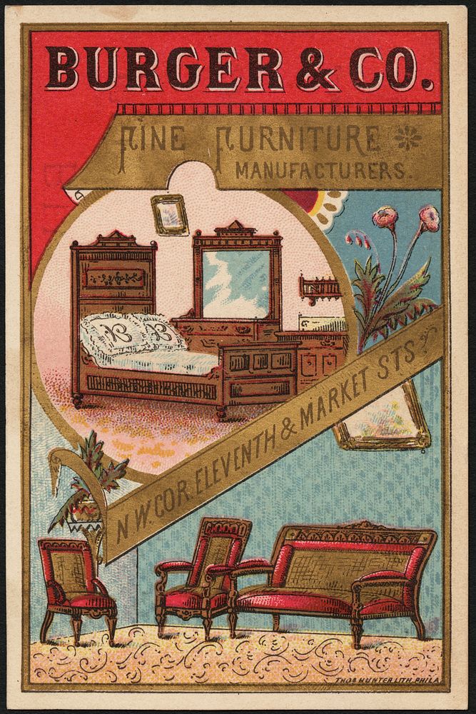             Burger & Co., fine furniture manufacturers. N. W. cor. Eleventh & Market Sts.          