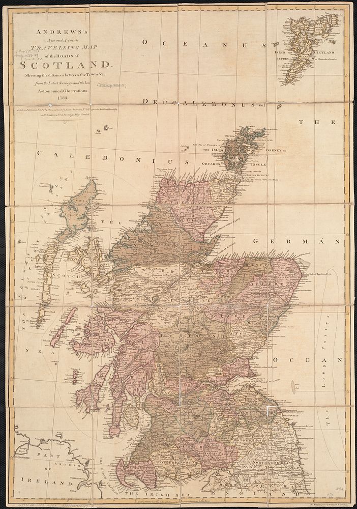             Andrews's new and accurate travelling map of the roads of Scotland : shewing the distances between the towns &c …