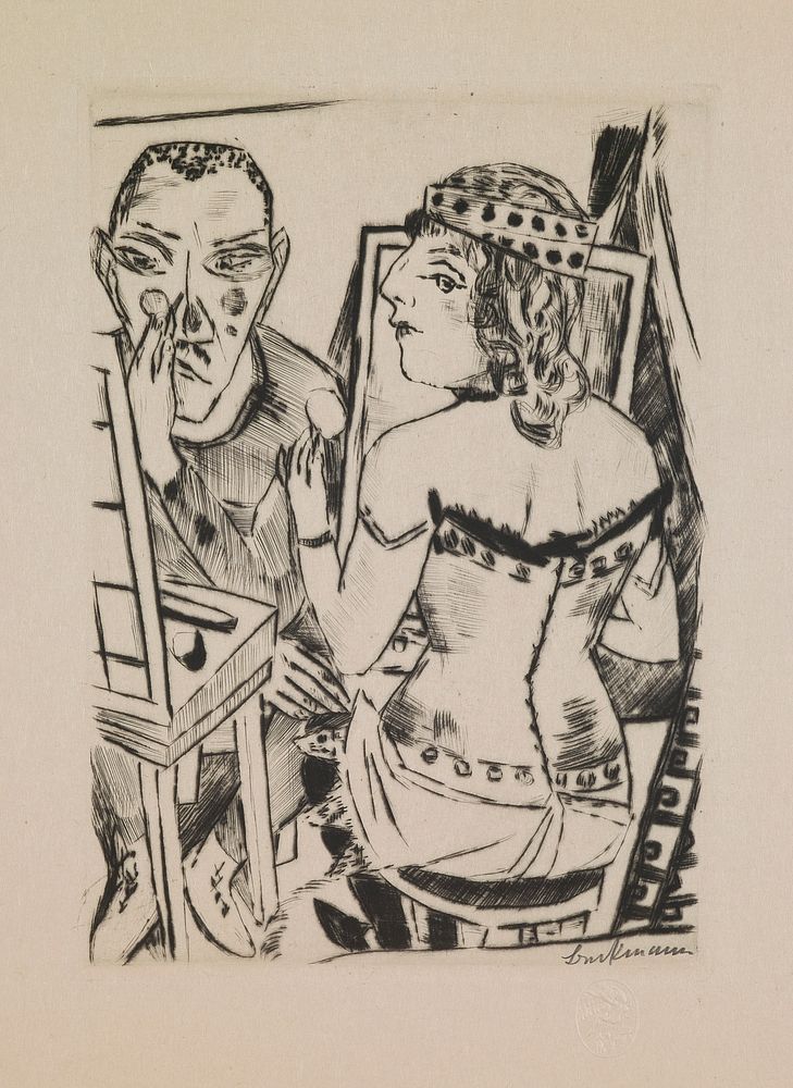 Dressing Room, plate 2 from the portfolio “Annual Fair” by Max Beckmann