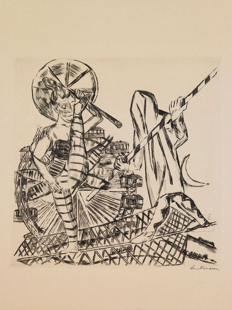 The Tightrope Walkers, plate 8 from the portfolio “Annual Fair” by Max Beckmann