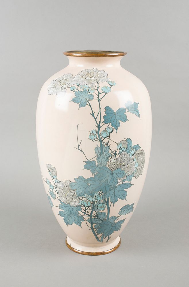 Vase with Design of Rose Mallow Plant