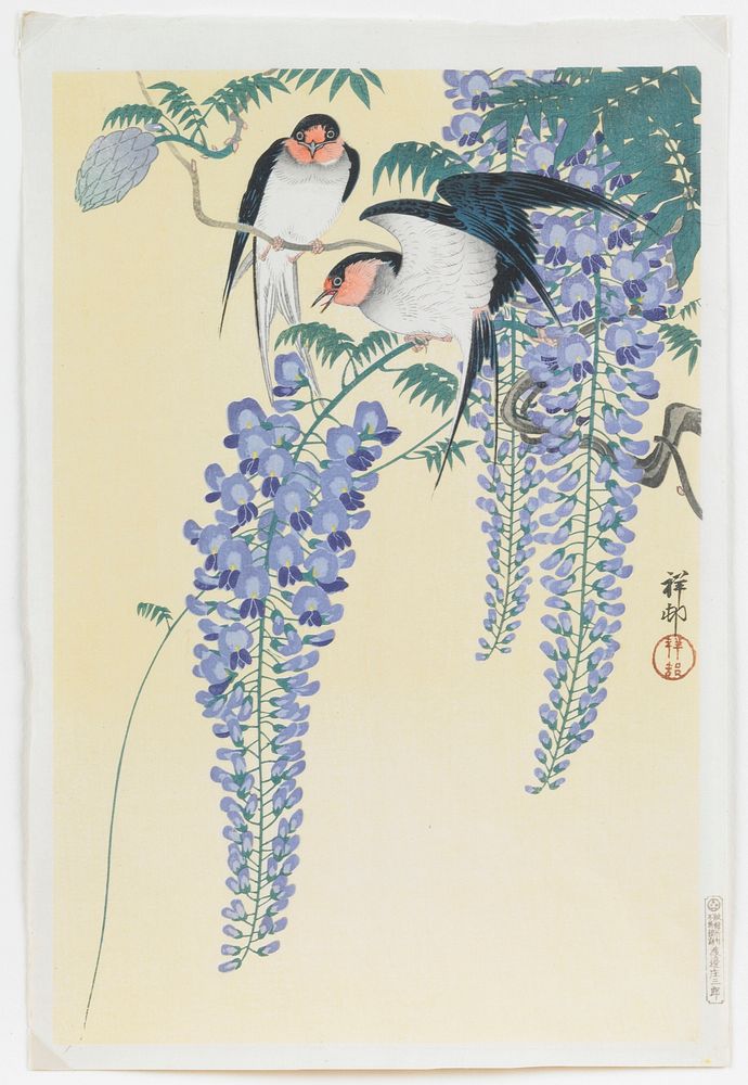 Ohara Koson's Swallows and Wisteria