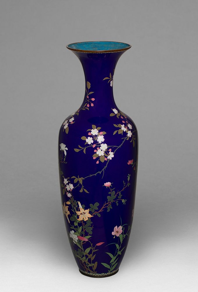 Vase with Design of Seasonal Flowers