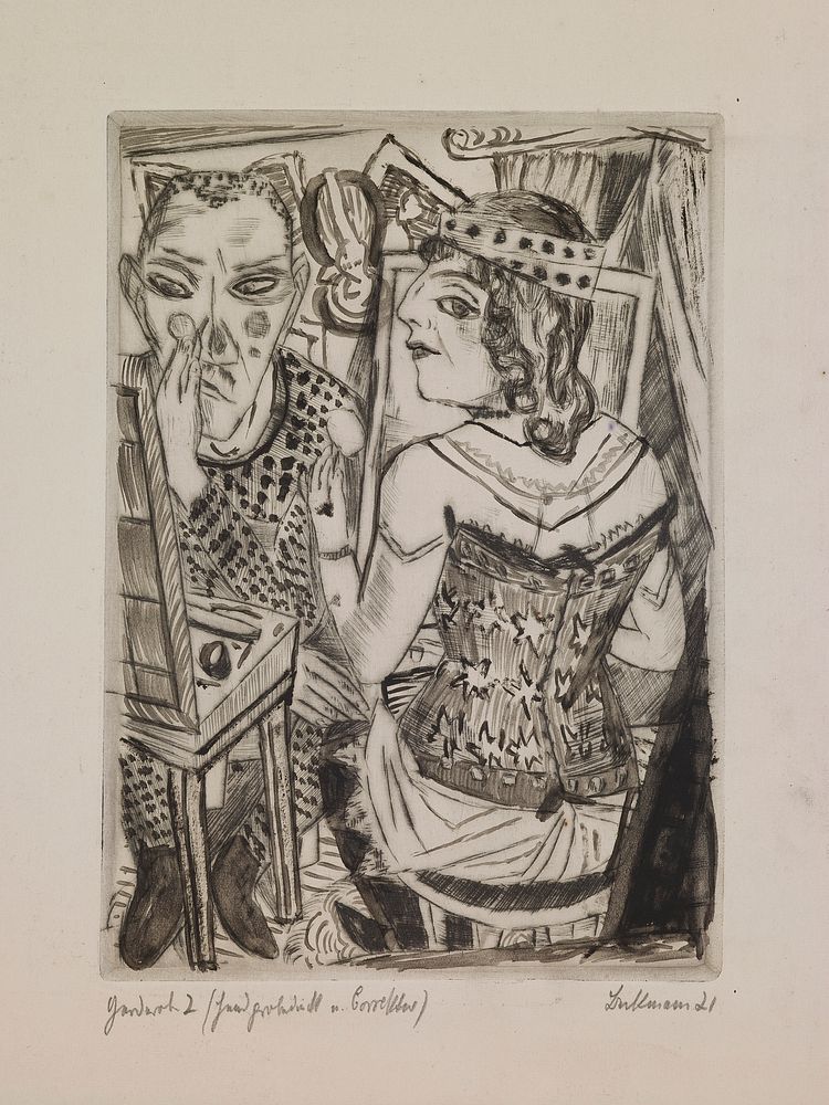 Dressing Room, plate 2 from the portfolio “The Annual Fair” by Max Beckmann