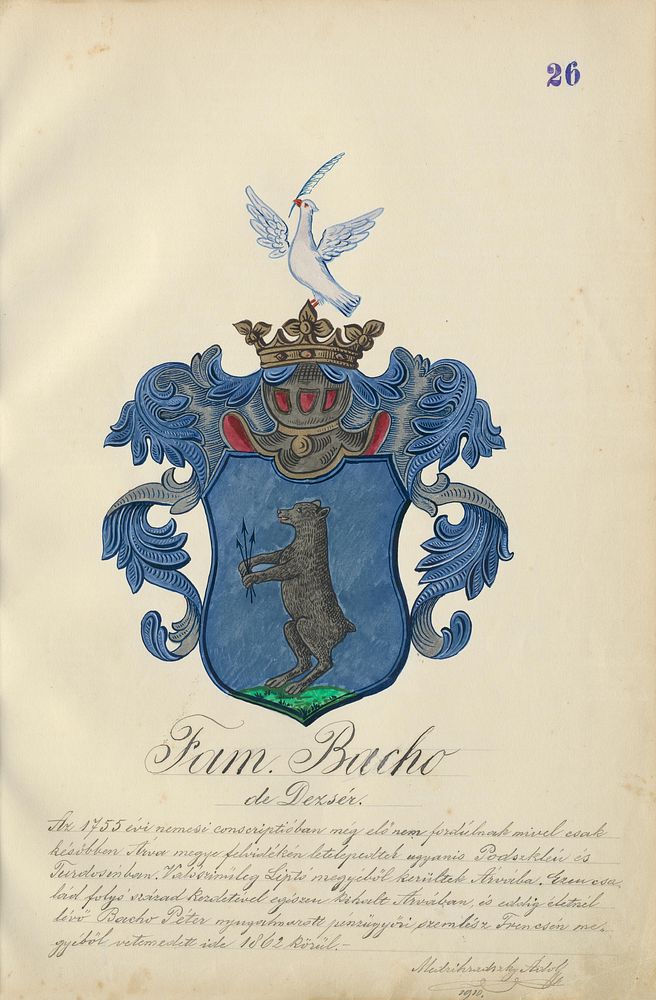 Coat of arms of the bach family, Adolf Medzihradsky