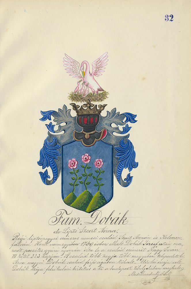 Coat of arms of the dobák family, Adolf Medzihradsky