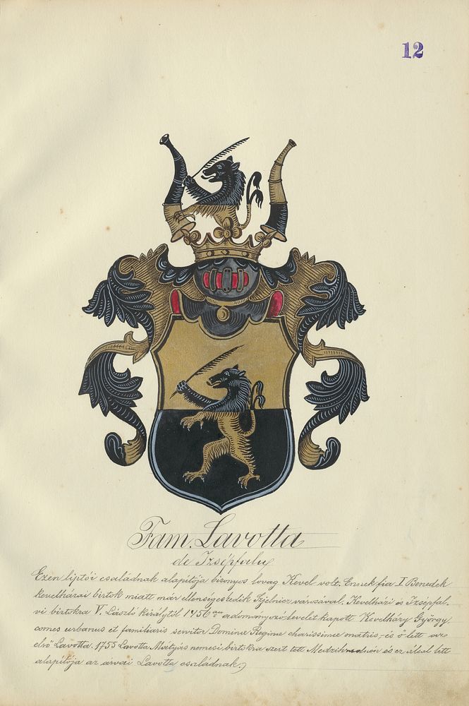 Coat of arms of the lavott family, Adolf Medzihradsky