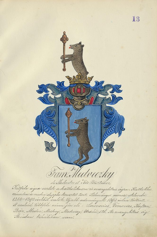 Coat of arms of the medvecká family, Adolf Medzihradsky