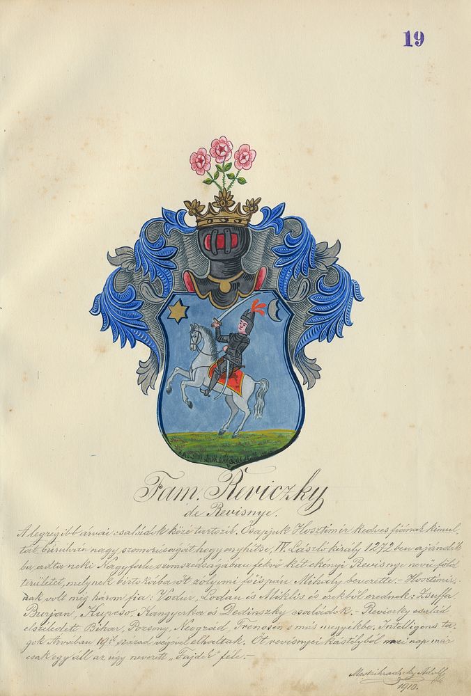 Coat of arms of the revicka family, Adolf Medzihradsky