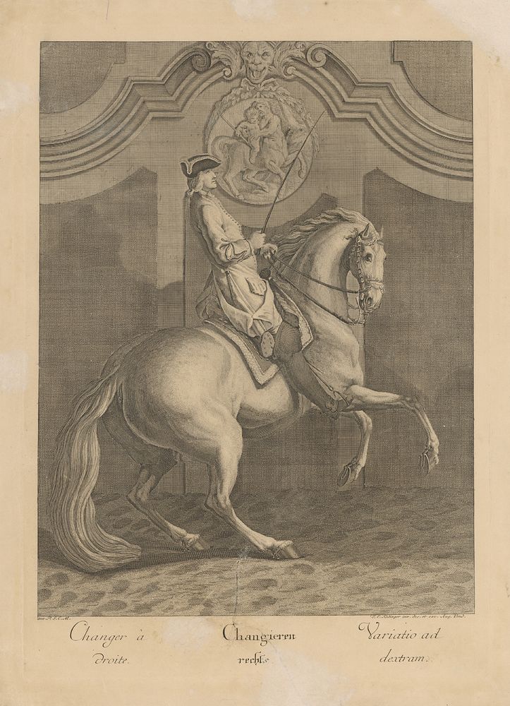 Equestrian variation on the right, Johann Elias Ridinger