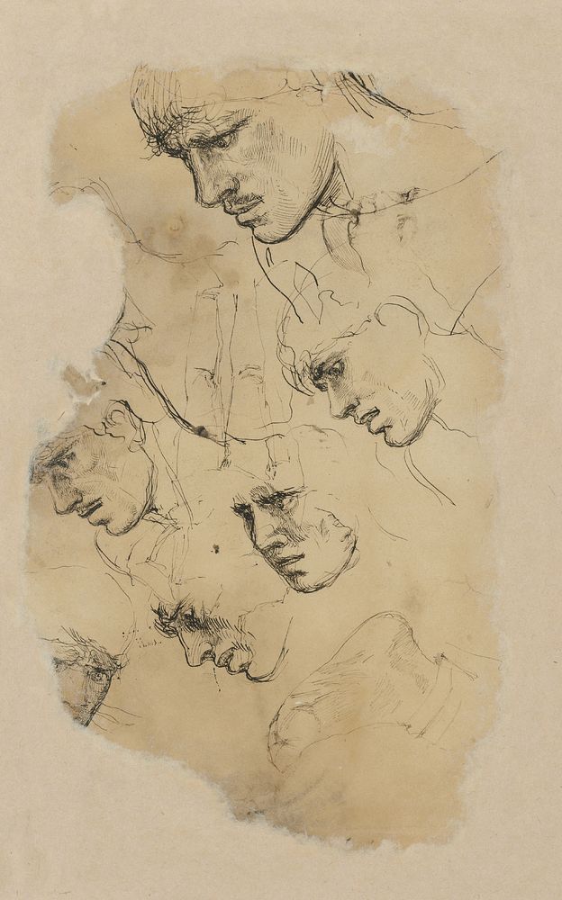 Studies of the head of a young man by László Mednyánszky