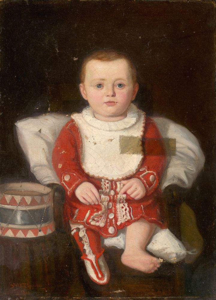 Portrait of a child with a drum, Július Štětka