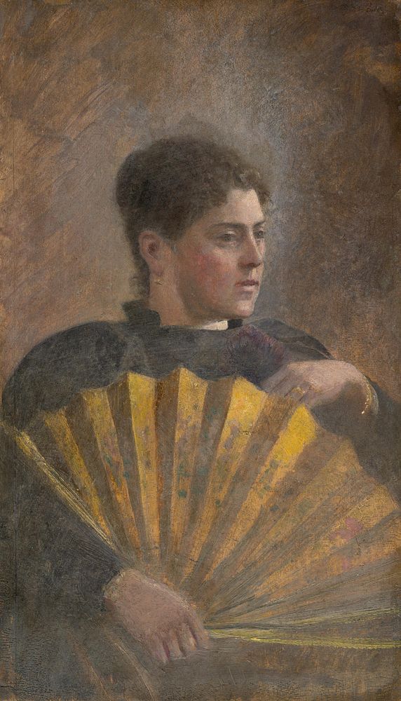 Lady with a fan by László Mednyánszky