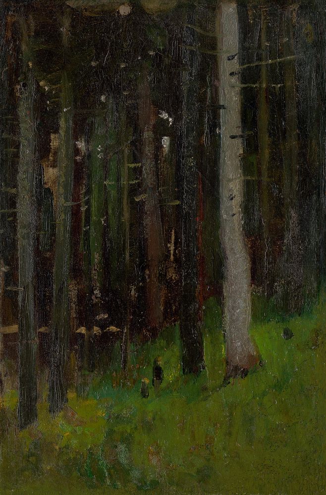 Two in forest by László Mednyánszky
