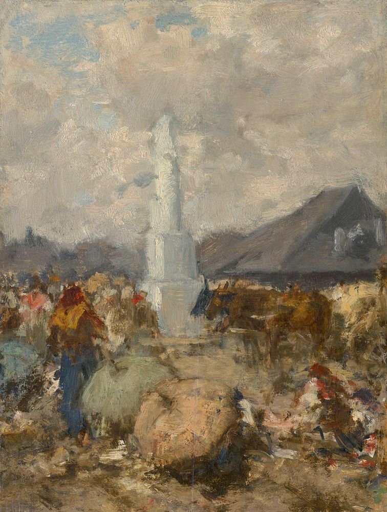 At the market near the holy trinity column in szolnok, August Von Pettenkofen