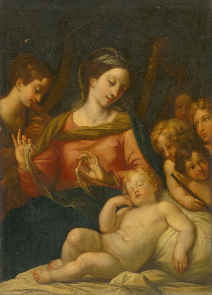 Madonna with child among children