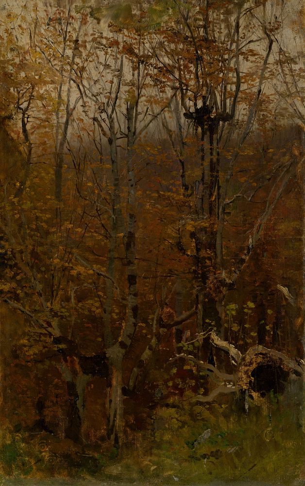 Autumn hardwood forest by László Mednyánszky