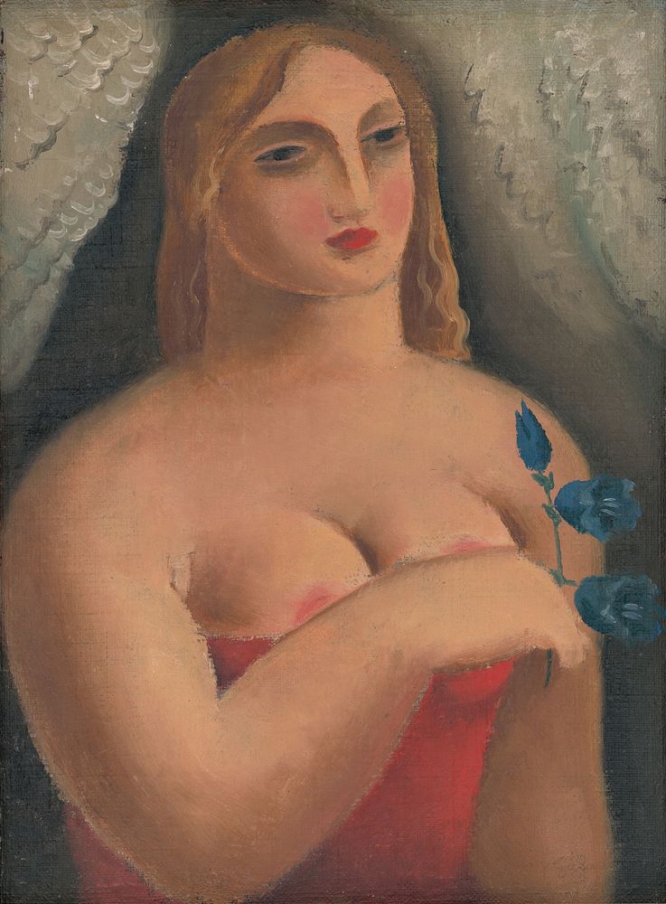 Woman with bellflowers by Mikuláš Galanda