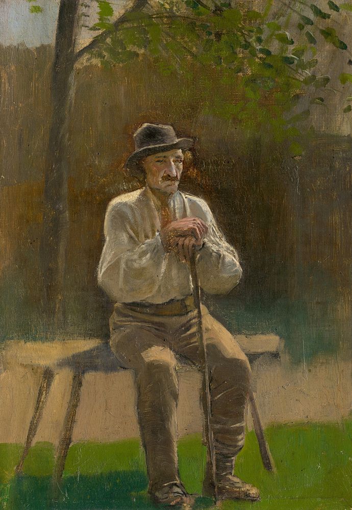 Seated peasant by László Mednyánszky