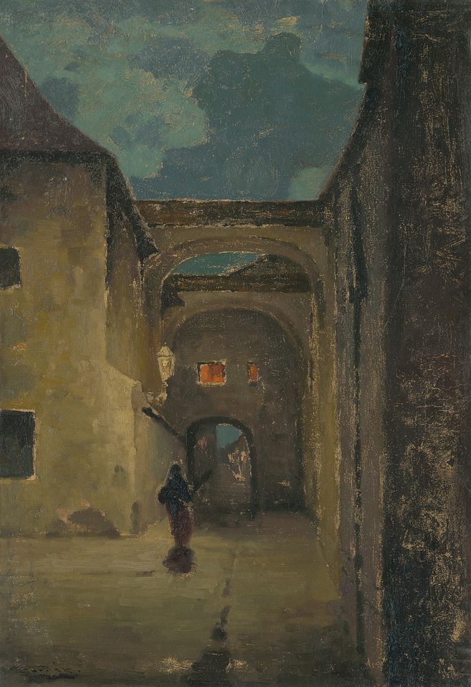 Alley in the evening by Lajos Csordák