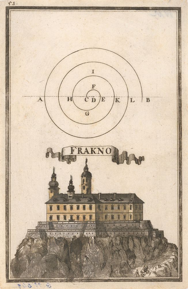 Geometric figure and view of fraknó castle (forchtenau)