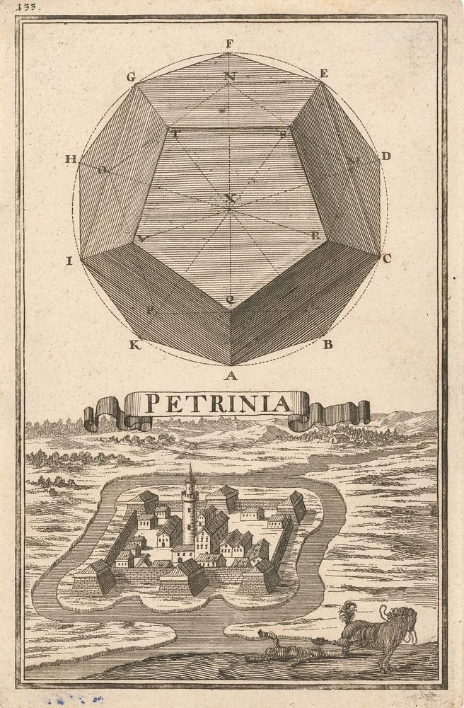 Geometric figure and view of the fortress petrinia (petrinja)