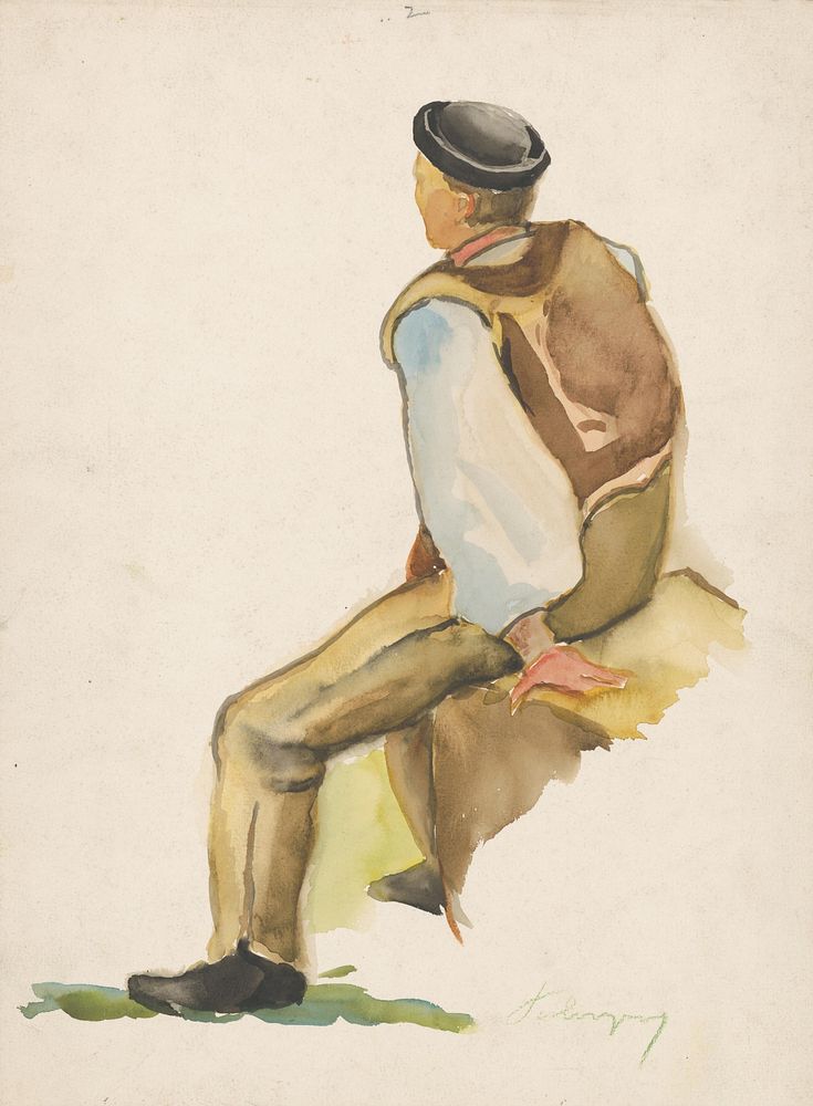 Standing man in a folk costume by Zolo Palugyay
