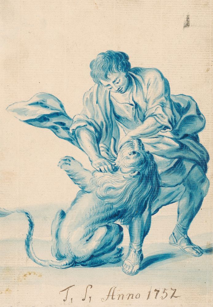 Man fighting with a lion