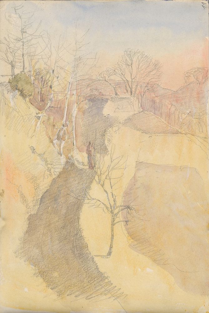 Landscape study with figural staffing by László Mednyánszky
