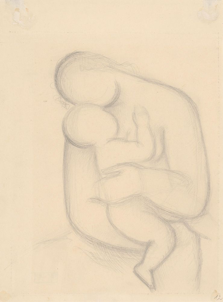 Mother with child in her arms - study for the painting mother - seated by Mikuláš Galanda