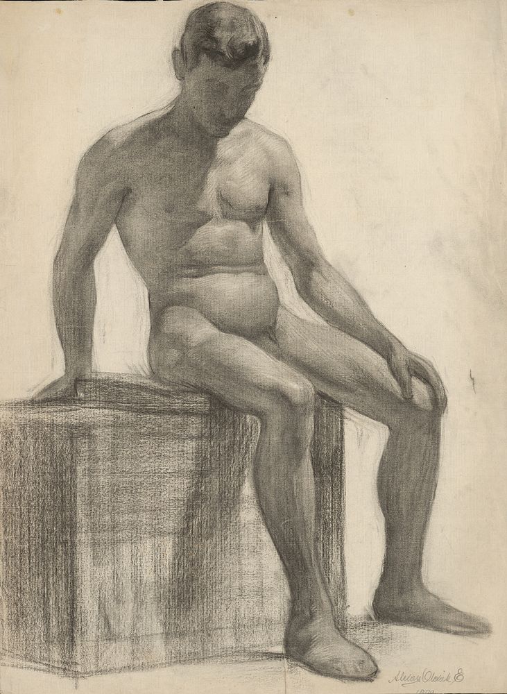 Study of a seated man, Emil Alexay Olexák