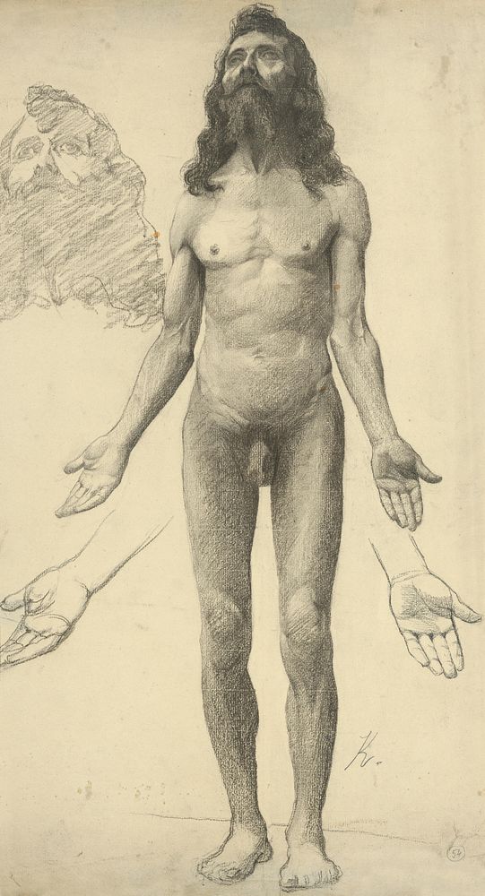 Nude of a man with a beard by Ferdinand Katona
