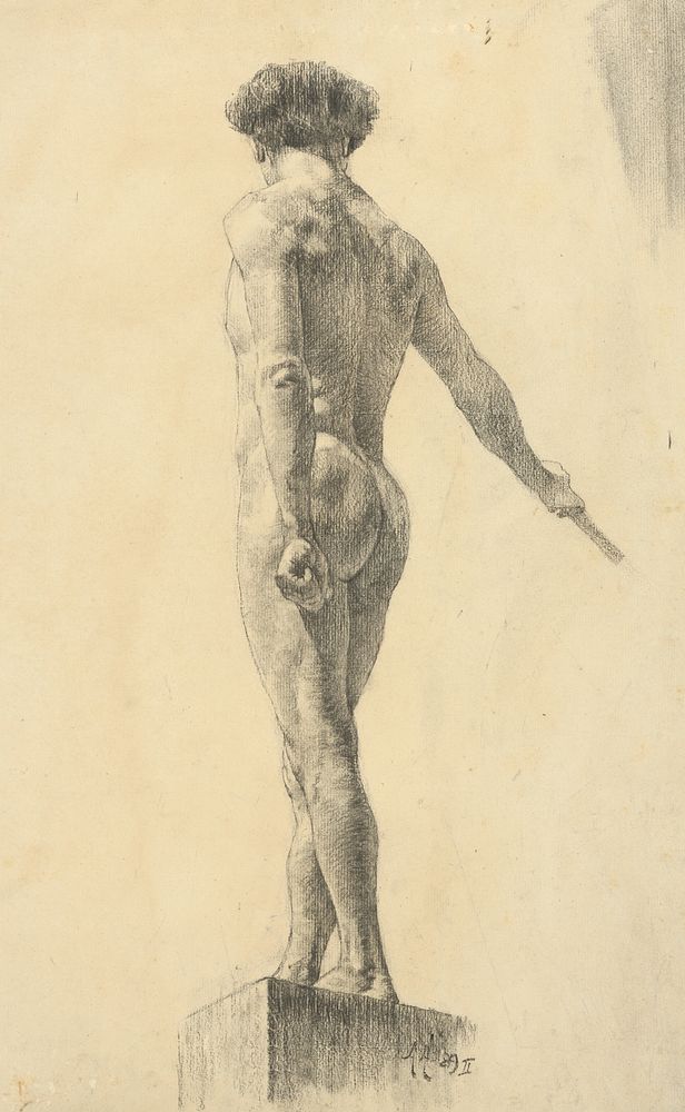 Study of the nude of a man standing, Ákos Aranyossa