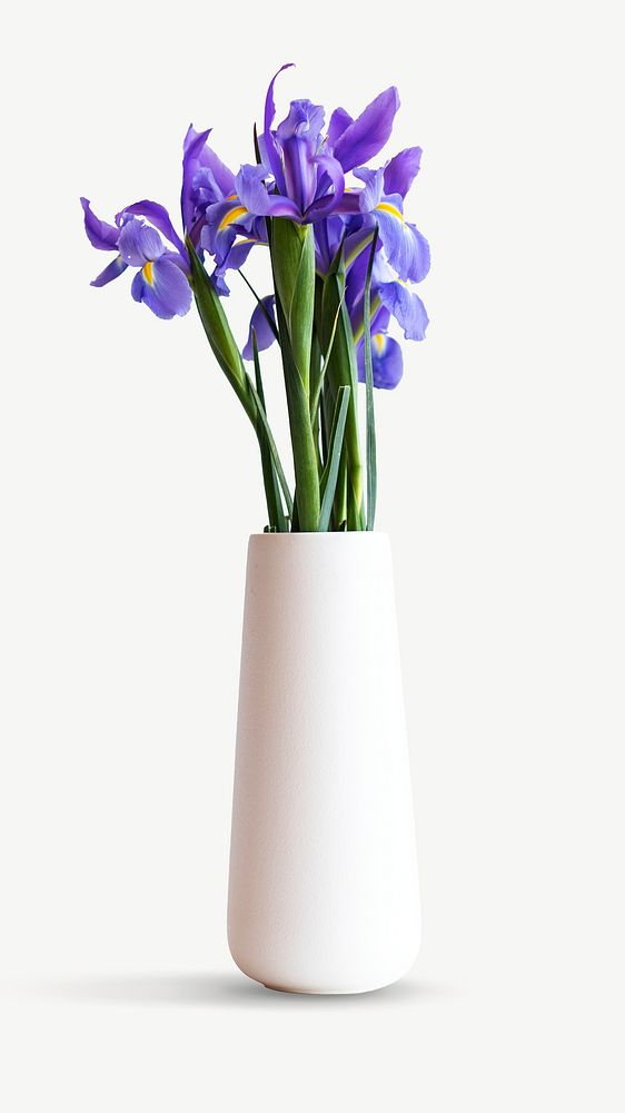 Purple flower in vase collage element isolated image psd