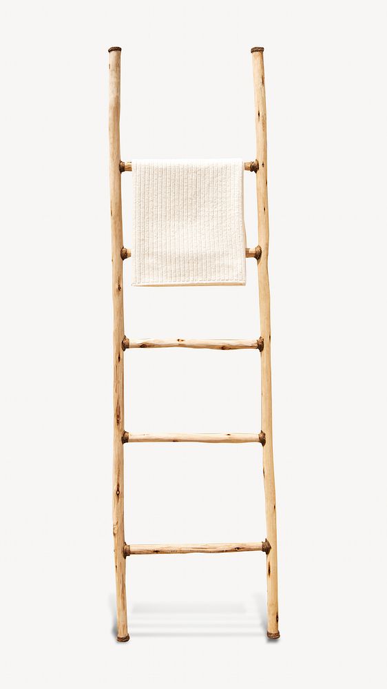 Towel hanging on ladder isolated design